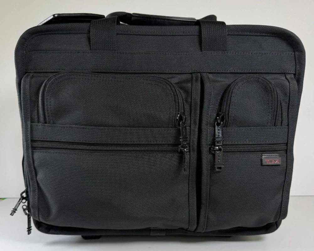 TUMI Alpha 26004D4 Rolling Briefcase Expandable 2-Wheel Black Ballistic Nylon